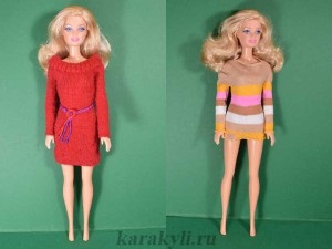 Rochie cu mâneci pentru un barbie - haine pentru o papusa de la o ciorap cu mâinile proprii, doodle