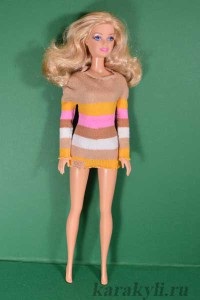 Rochie cu mâneci pentru un barbie - haine pentru o papusa de la o ciorap cu mâinile proprii, doodle