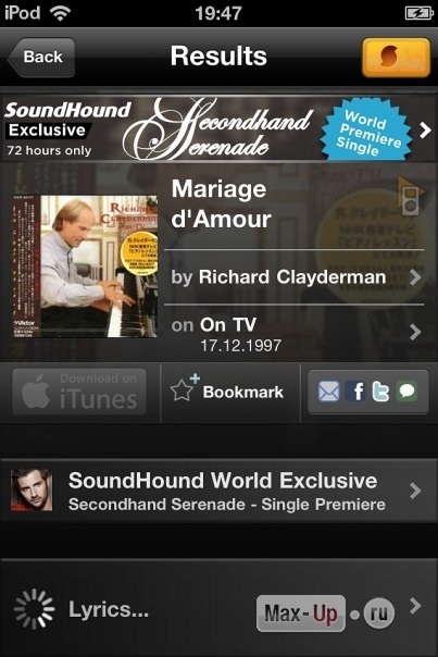 Zene keresése SoundHound ipad, ipad programok
