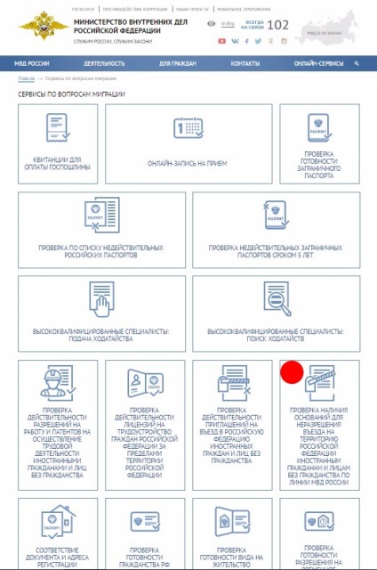 Verificarea pașaportului pentru interzicerea intrării în Rusia în FMS