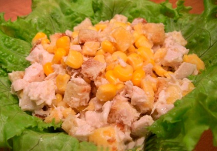 Saláta krutonnal és a kukorica - válogatott kulináris saláta receptek