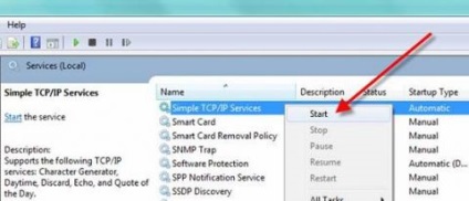 Windows 7 servicii simple tcp