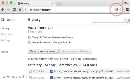 Statisztikák története és a meglátogatott oldalak a Google Chrome böngésző