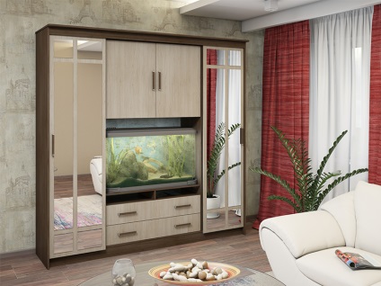 Zidul din dormitor este un deal ieftin și elegant, un modular modular, cu mobilier foto, unghiular, de tip