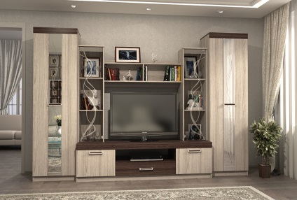 Zidul din dormitor este un deal ieftin și elegant, un modular modular, cu mobilier foto, unghiular, de tip