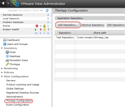 Virtualizare - configurarea implementării aplicațiilor vmware thinapp virtualizate în vizualizarea vmware 4