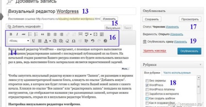 Visual wordpress editor cum să configurați modul de utilizare, erori și nuanțe