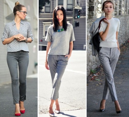 Ce să purtați cu pantaloni gri, imagini elegante