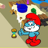 Jocul Smurfiki fierbe poțiunea împreună cu tatăl Smurf