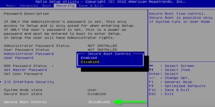 Cum să dezactivați boot-ul securizat în laptop-ul bios