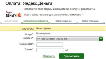Cum să vă reîncărcați portofelul Yandex prin intermediul unei bănci de economii online - informații de plată