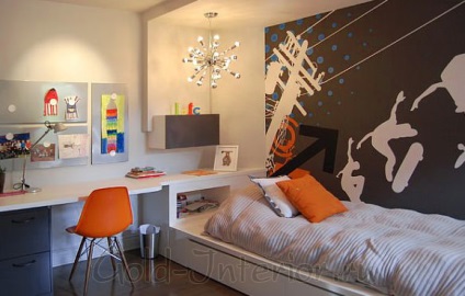 Camera pentru un băiat de 17 ani - culoare, accente, stil, mobilier, iluminat