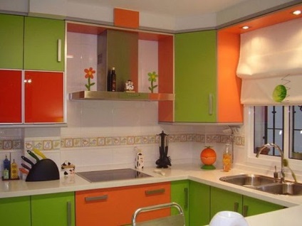 Bucătărie în culori oranj