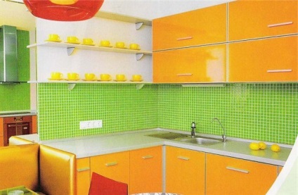 Orange-verde bucatarie (35 fotografii) cum sa faci o camera de bucatarie in culori deschise verde cu mainile tale,