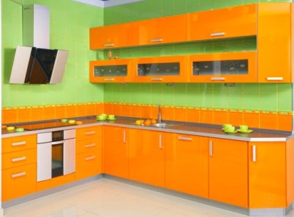 Narancs-zöld konyha (35 fotó), hogyan lehet a konyha szoba egy világos zöld színben a kezüket,