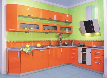 Narancs-zöld konyha fotó tökéletes kombináció egy konyha belső