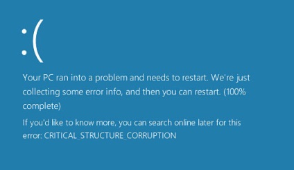 Eroare corupție structură critică în Windows 10 cum să remediați, cauze, manifestări