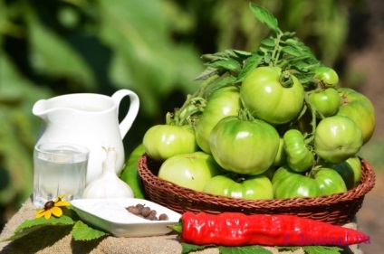 Пикантни мариновани зелени домати за зимата рецептата със снимка