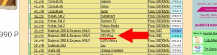 Căutarea canalelor NTV-plus pe andromeda