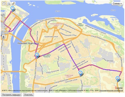 Épület egy útvonalat a térképen, az adott pont - api 2