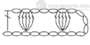 Rosochka din coloane cu o croșetare de la o bucla, moevjazanie