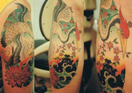 Tattoo Crane - valoare, fotografie și schițe ale unui tatuaj