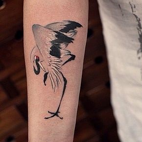Tattoo Crane - valoare, fotografie și schițe ale unui tatuaj