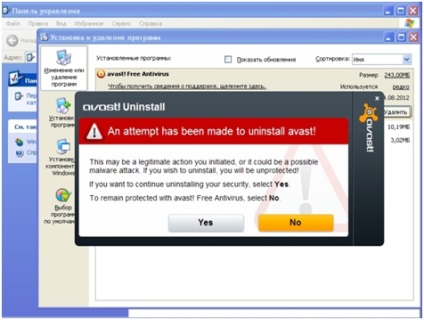 Îndepărtarea antivirusului avast