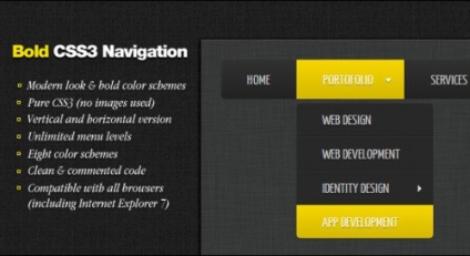 35 de meniuri de navigare excelente pentru jquery și css3