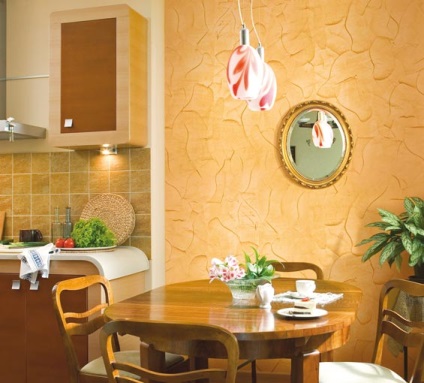 Stucco decorative venețian în bucătărie, materiale foto și video de pe aplicație