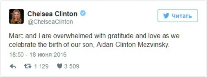 A lánya, Bill és Hillary Clinton, szült egy fiút