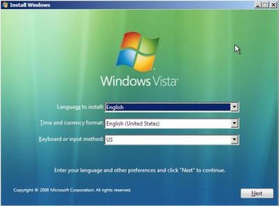 Double de încărcare Windows Vista și XP (Windows Vista instalat primul)