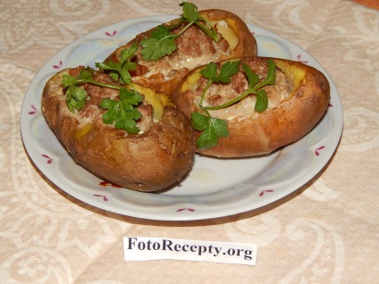 Cartofi umpluți cu umplutură în cuptor modul de gătire - pas cu pas rețete de feluri de mâncare cu o fotografie în