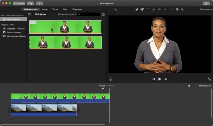 Imovie suprapunerea fundalului sub cadre cu ecran verde, i ·