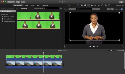 Imovie suprapunerea fundalului sub cadre cu ecran verde, i ·