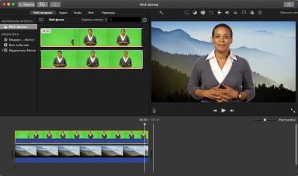 Imovie suprapunerea fundalului sub cadre cu ecran verde, i ·