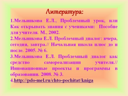 Irodalom mel'nikova e (problémás) Irodalom mel'nikova e