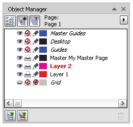 Object Manager în coreldraw - produse software