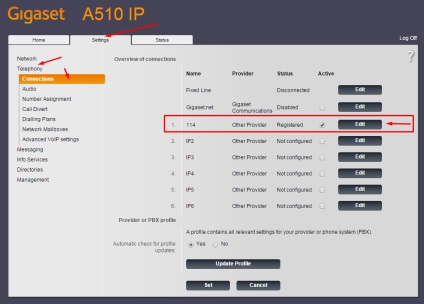 Configurarea ip-telefonului gigaset a510 ip