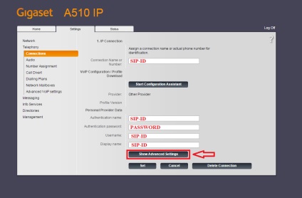 Configurarea ip-telefonului gigaset a510 ip