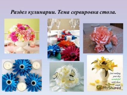 Prezentare pe tema clasei de maestru cu privire la aplicarea tehnicilor de fabricare a florilor în diferite secțiuni