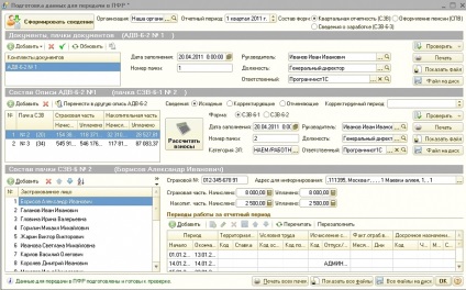 Raportarea în PFR în 2011 cu ajutorul salariului 1c al programului și a personalului