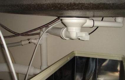 Sifon pentru bucătărie 2 trepte de conectare a chiuvetei la scurgerea apei