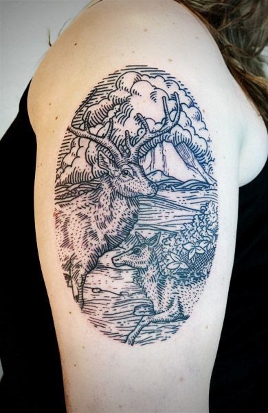 Tetoválás gravírozás stílusú fotók és vázlatok