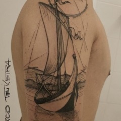 Tatuaj în stilul de gravare, fotografii și schițe