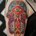 Tatuaje de mână hamsa - fotografie și precizie de tatuaj