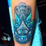 Tatuaje de mână hamsa - fotografie și precizie de tatuaj