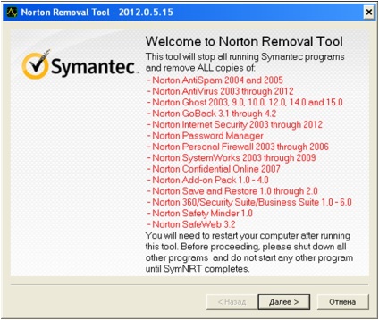 Eliminarea antivirusului norton (symantec)