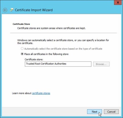 Instalarea unui certificat pe computerele de domeniu utilizând Politica de grup, ferestre pentru sistem