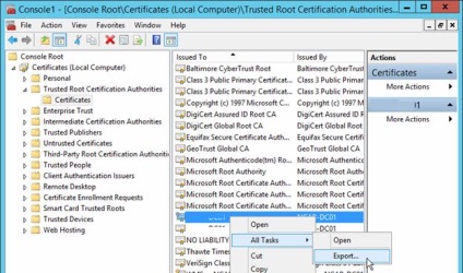 Instalarea unui certificat pe computerele de domeniu utilizând Politica de grup, ferestre pentru sistem